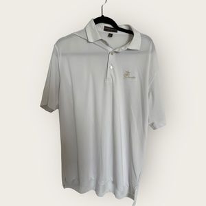 Peter Millar White Polo Shirt with Subtle Gold Logo